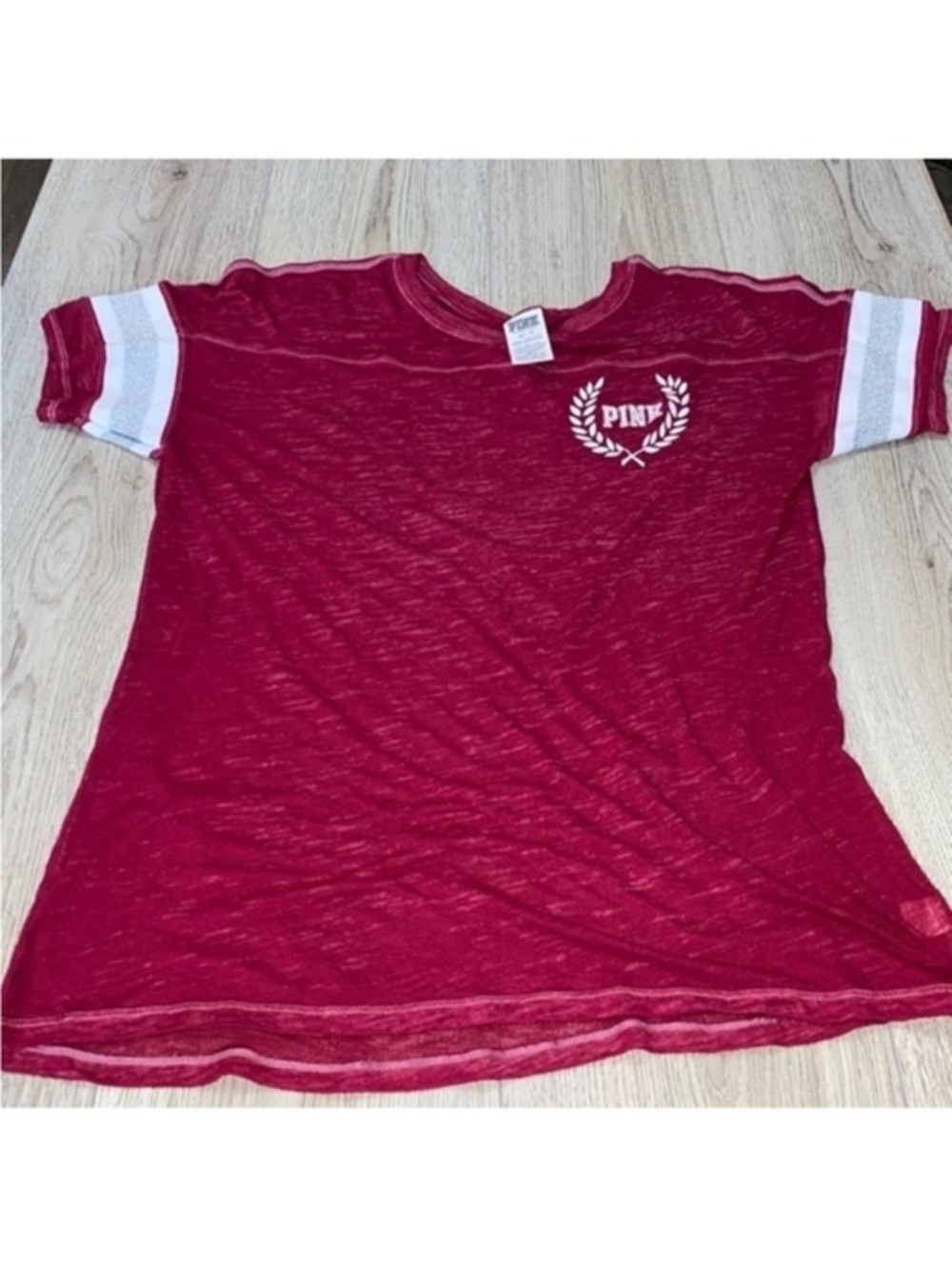 Victoria’s Secret pink maroon white short sleeve shirt top
